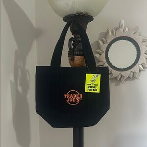 Trader Joe's Black Canvas Tote Bag NWT